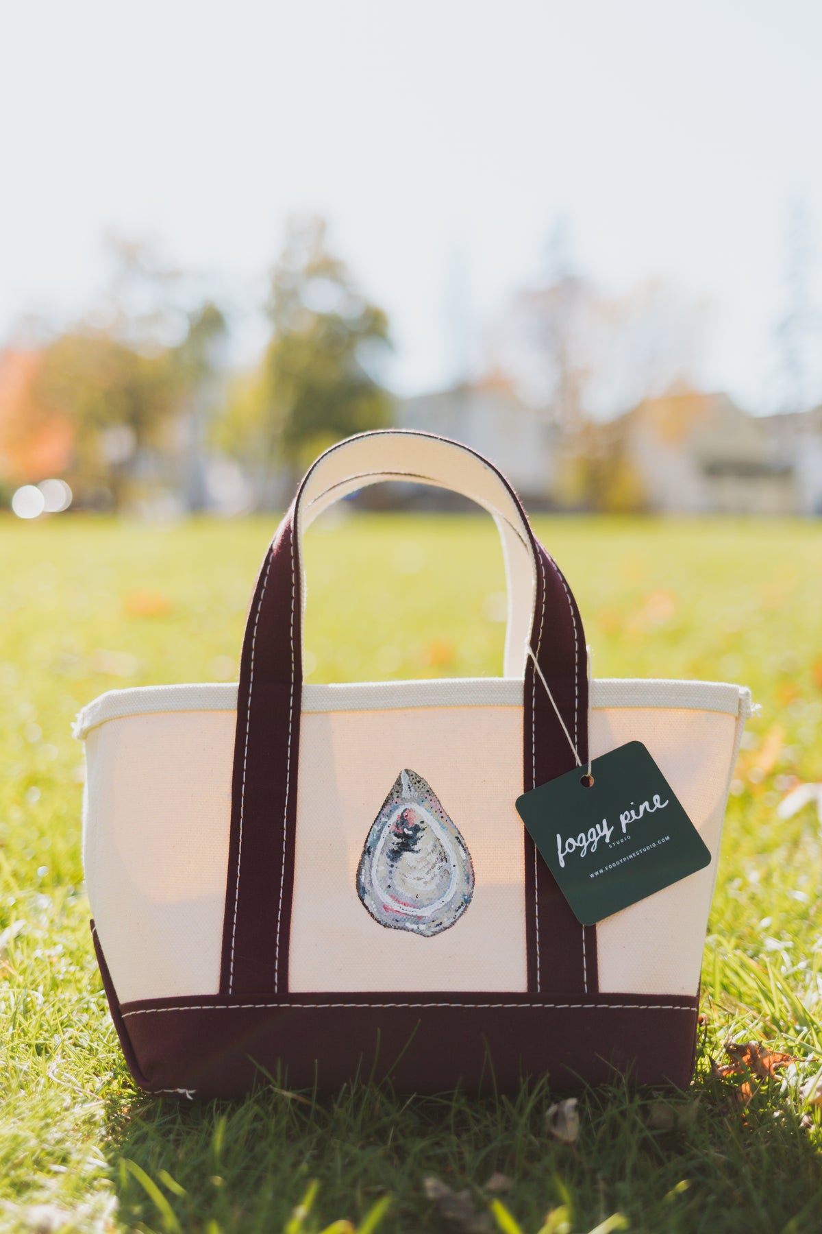 Hand-Painted L.L.Bean Boat and Tote MINI, Oyster, One of a Kind Original Art, Open Top, Fig
