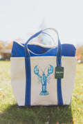 Hand-Painted L.L.Bean Boat Tote – Regatta Blue Lobster Artwork (Medium Zip-Top)